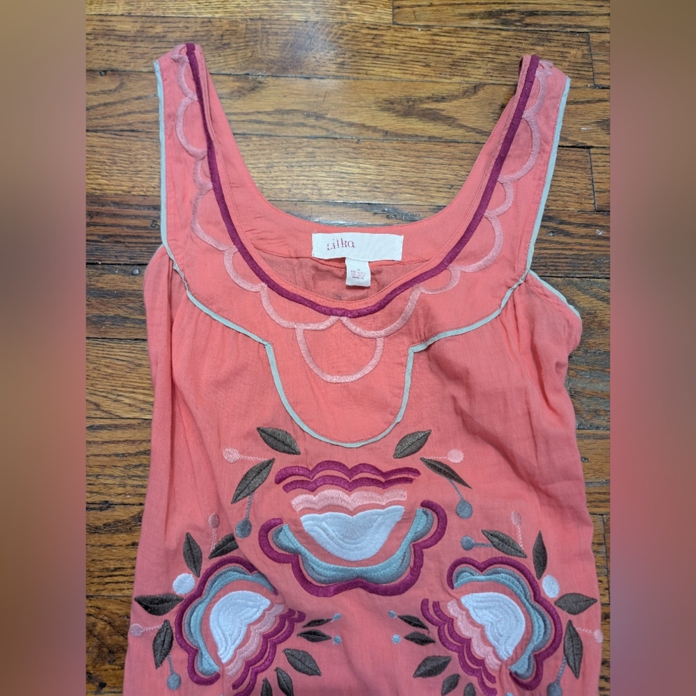 Anthropologie Lilka Pink Embroidered Sleeveless Ruffle Sundress XS - Picture 2 of 5